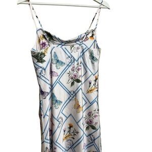 NWT Socialite Women's White Butterfly Floral Cowl Neck Midi Slip Dress Small